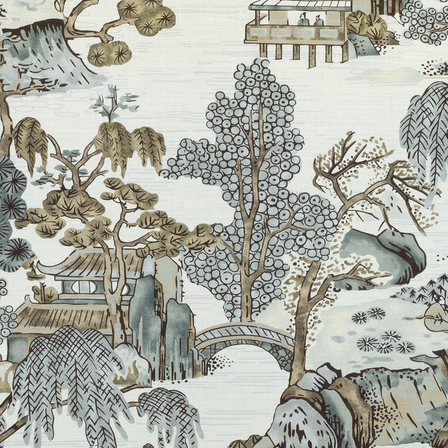 Thibaut Asian Scenic Grey Fabric