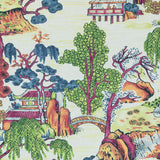 Thibaut Asian Scenic Coral And Green Fabric