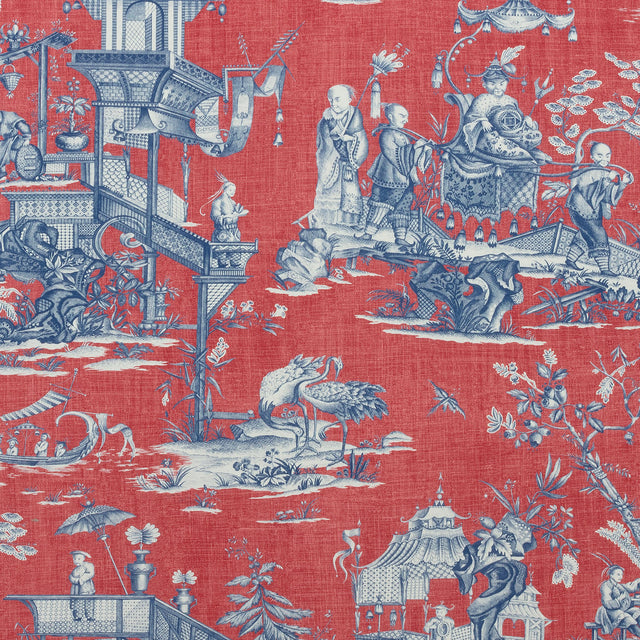 Thibaut Cheng Toile Red And Blue Fabric