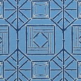 Thibaut Shoji Panel Blue And Navy Fabric