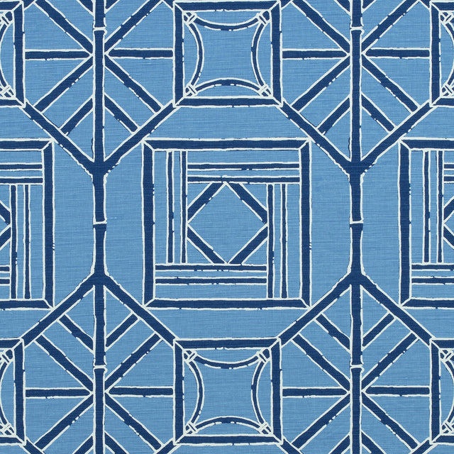 Thibaut Shoji Panel Blue And Navy Fabric