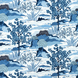 Thibaut Daintree Blue On White Fabric