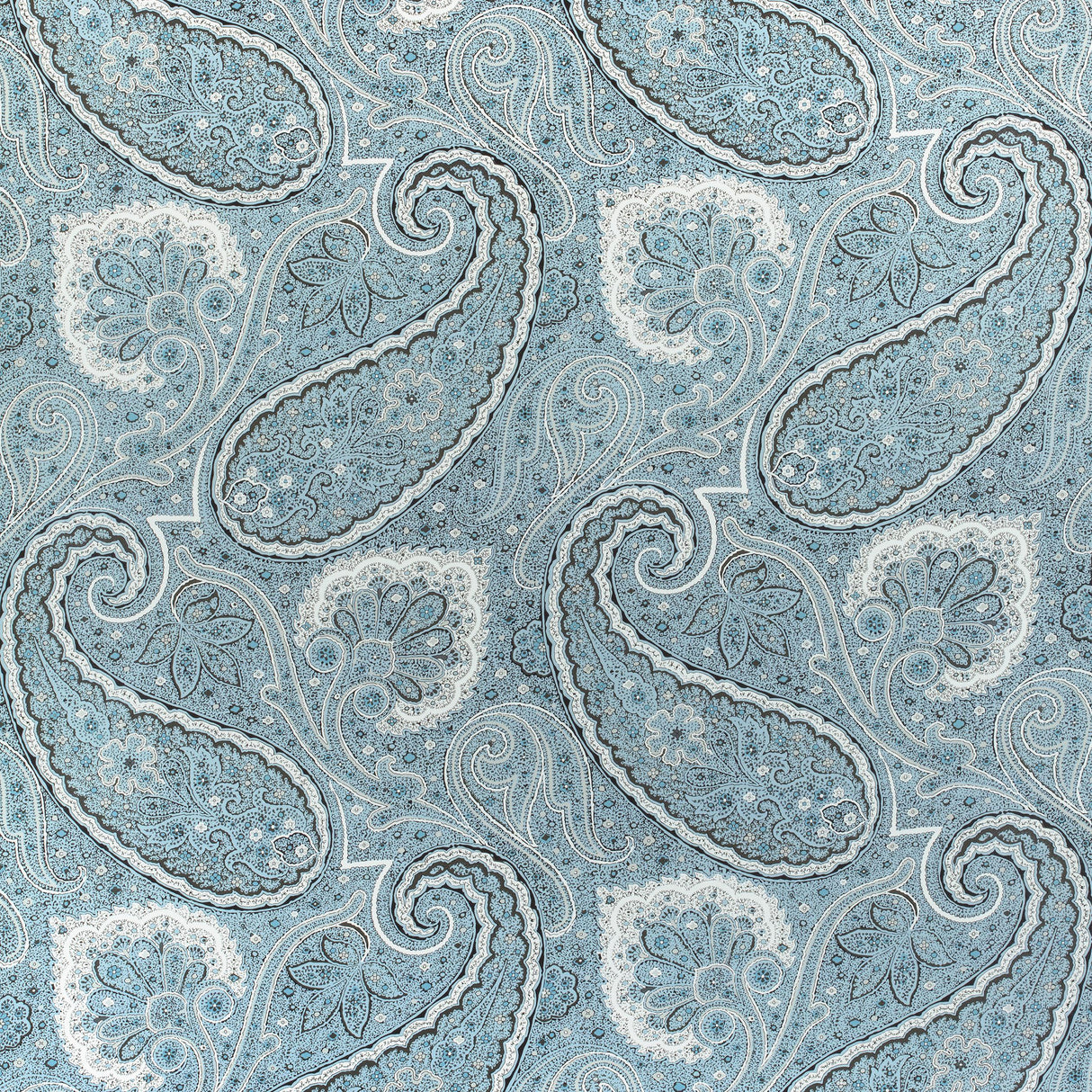 Thibaut Sherrill Paisley Aqua Fabric