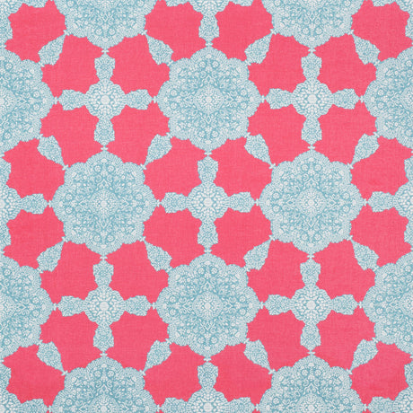 Thibaut Medallion Paisley Pink And Turquoise Fabric