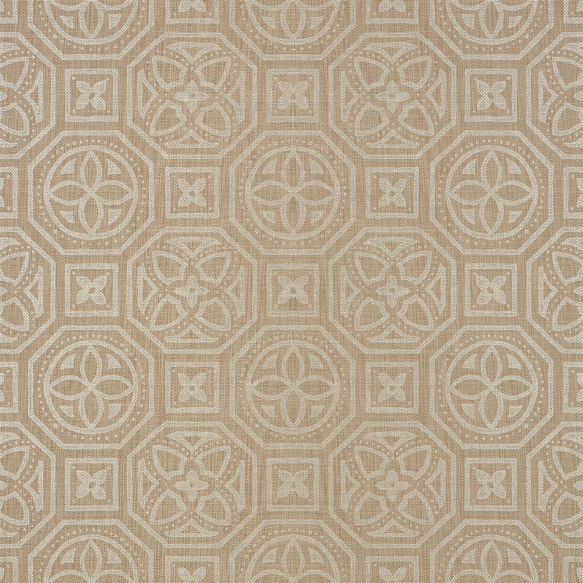 Thibaut Alexander Metallic Pewter On Beige Wallpaper