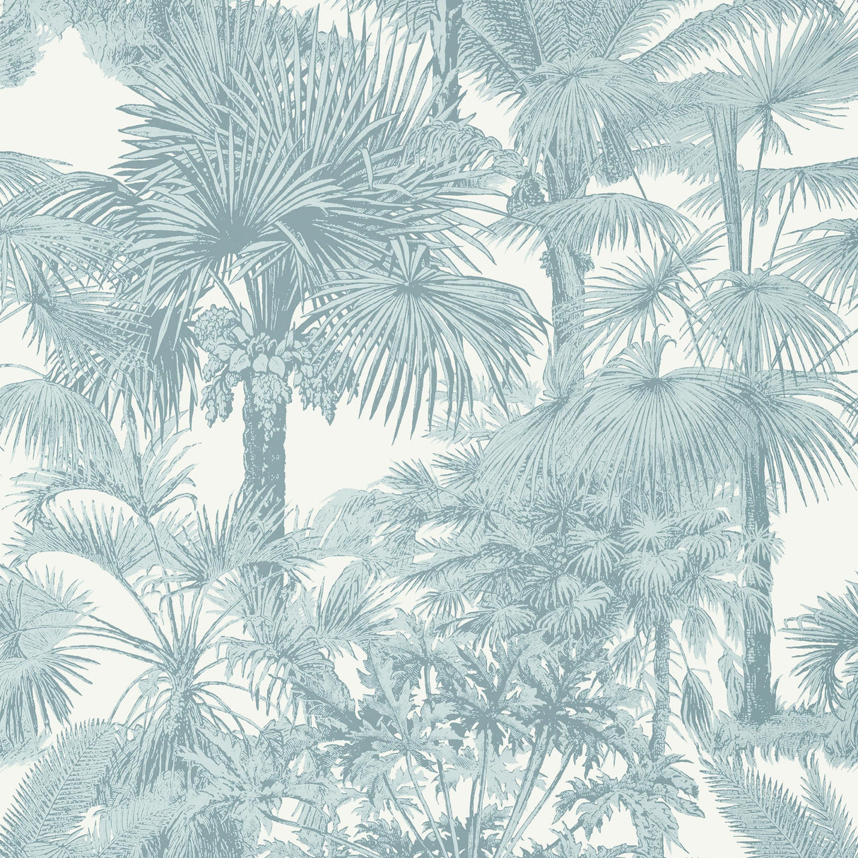 Thibaut Palm Botanical Spa Blue Wallpaper
