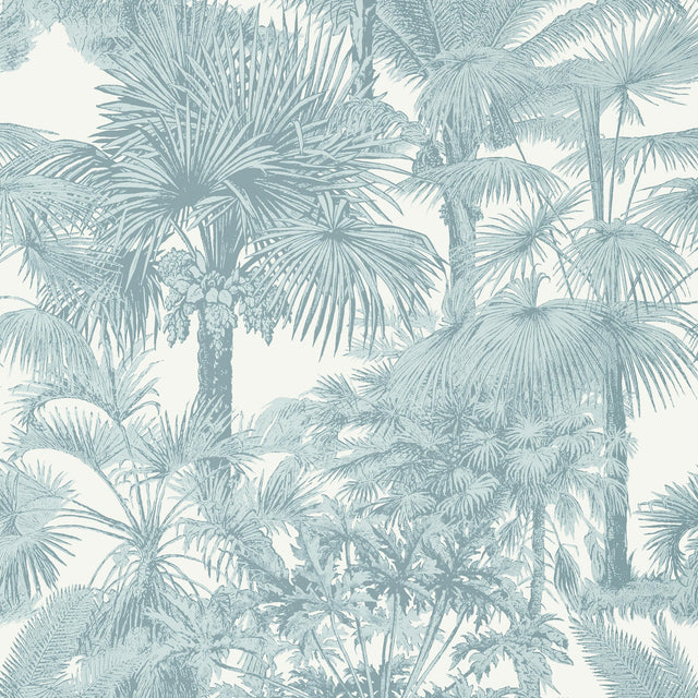 Thibaut Palm Botanical Spa Blue Wallpaper