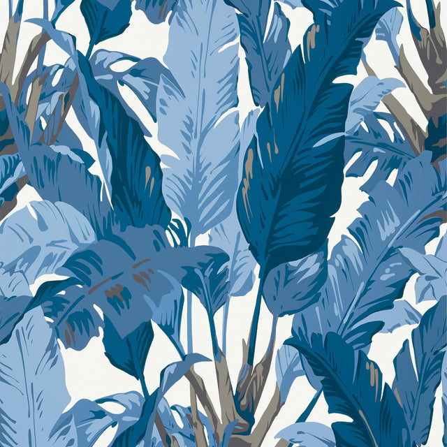 Thibaut Travelers Palm Navy And White Wallpaper