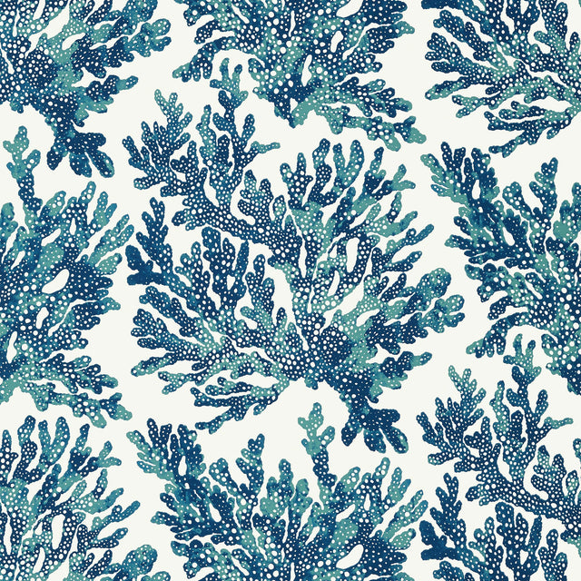 Thibaut Marine Coral Navy Wallpaper
