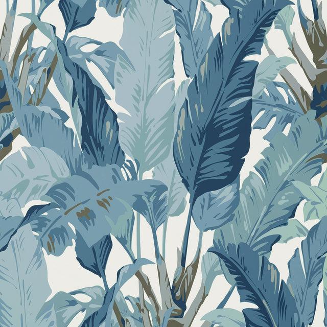 Thibaut Travelers Palm Spa Blue Wallpaper