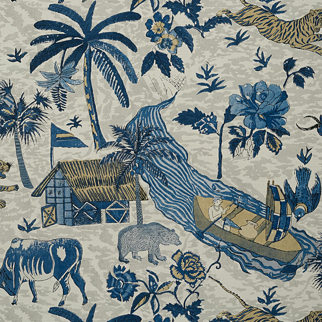 Thibaut Tiger Reserve Navy Wallpaper