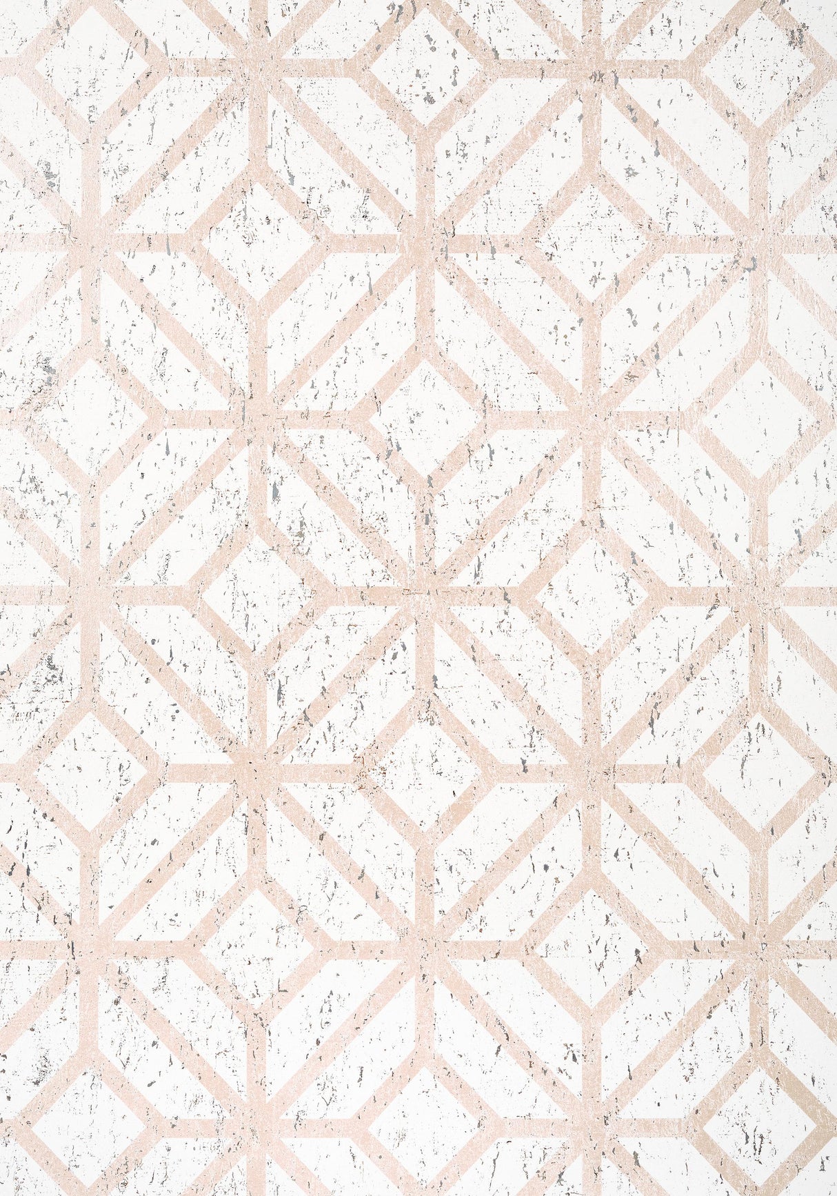 Thibaut MAMORA TRELLIS CORK White on Metallic Blush Wallpaper