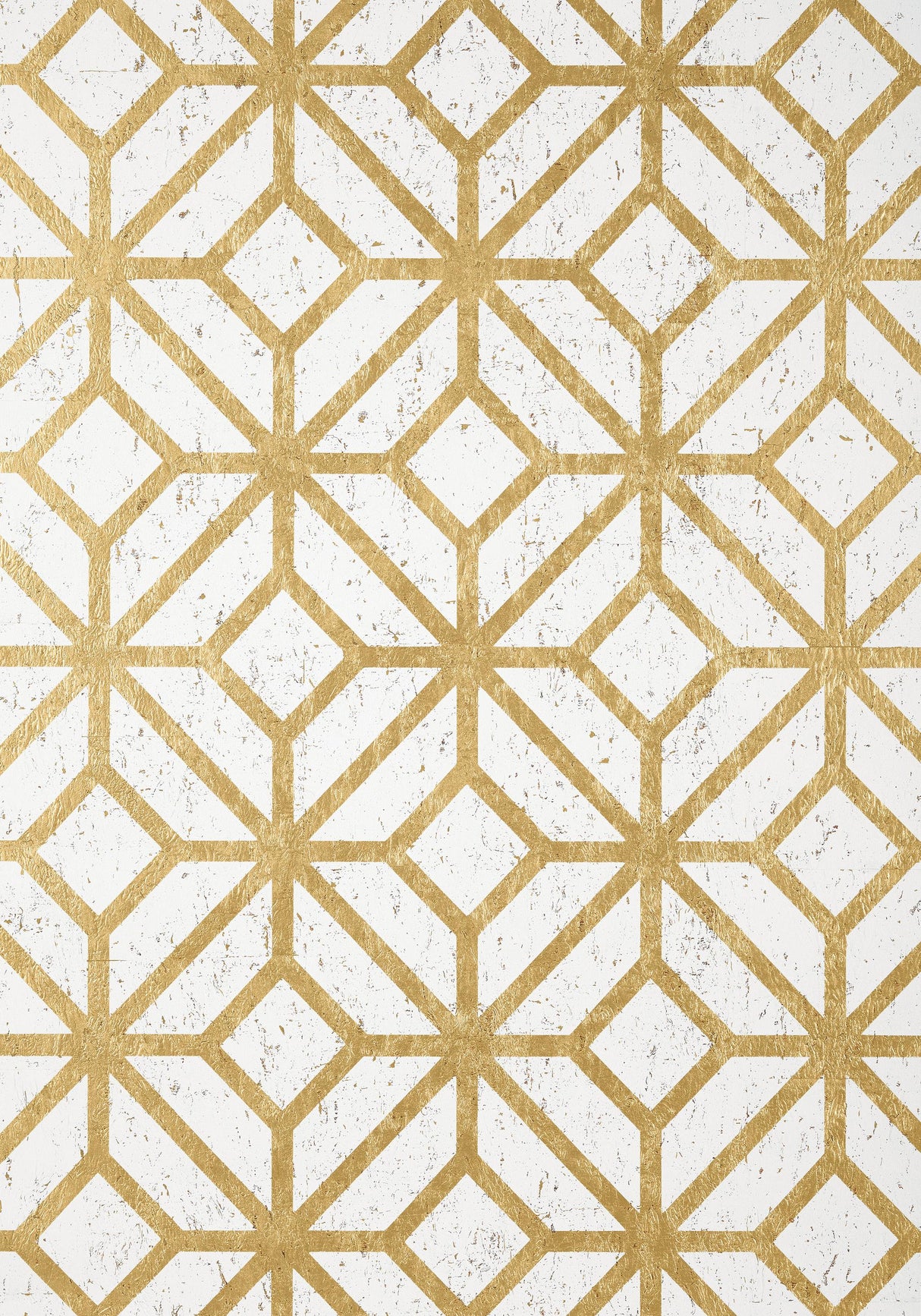 Thibaut MAMORA TRELLIS CORK White on Metallic Gold Wallpaper