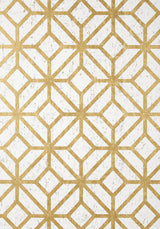 Thibaut MAMORA TRELLIS CORK White on Metallic Gold Wallpaper