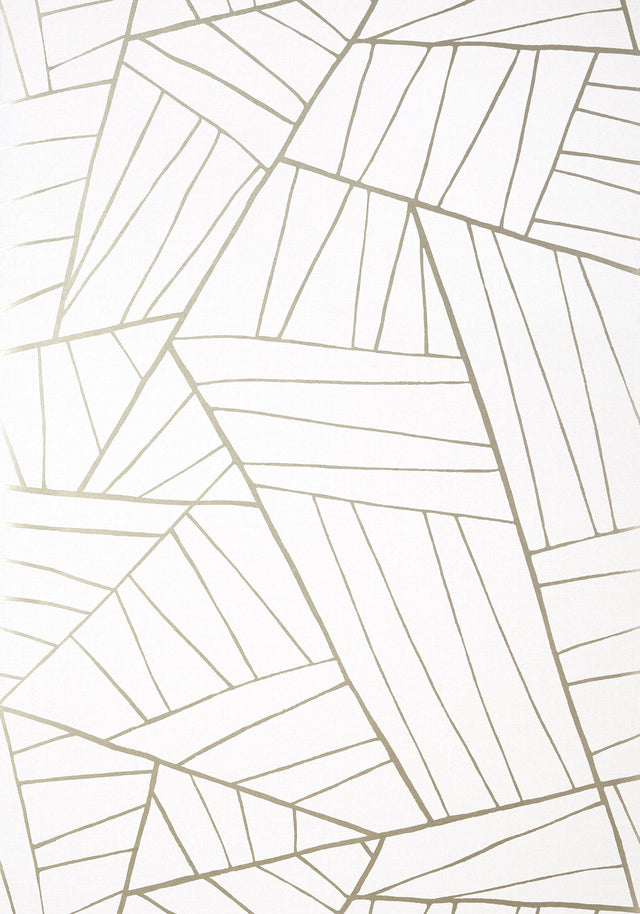 Thibaut JORDAN Metallic Pewter on White Wallpaper
