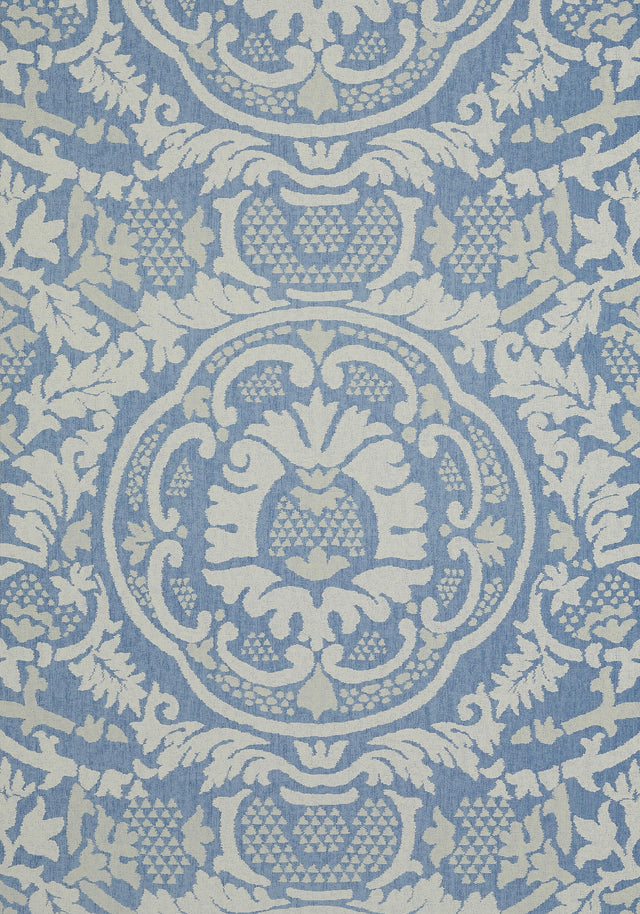 Thibaut EARL DAMASK Blue Wallpaper