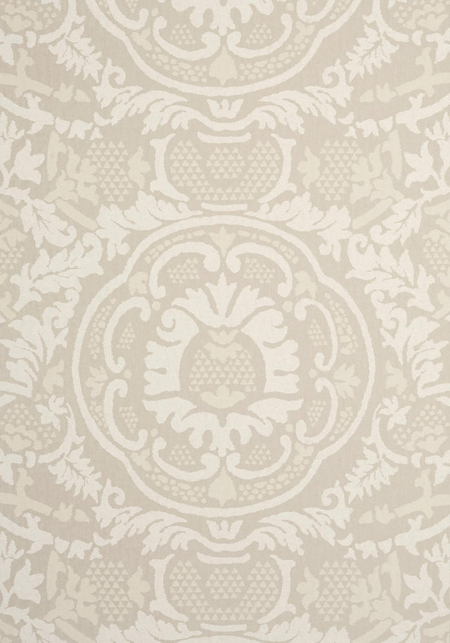 Thibaut EARL DAMASK Flax Wallpaper