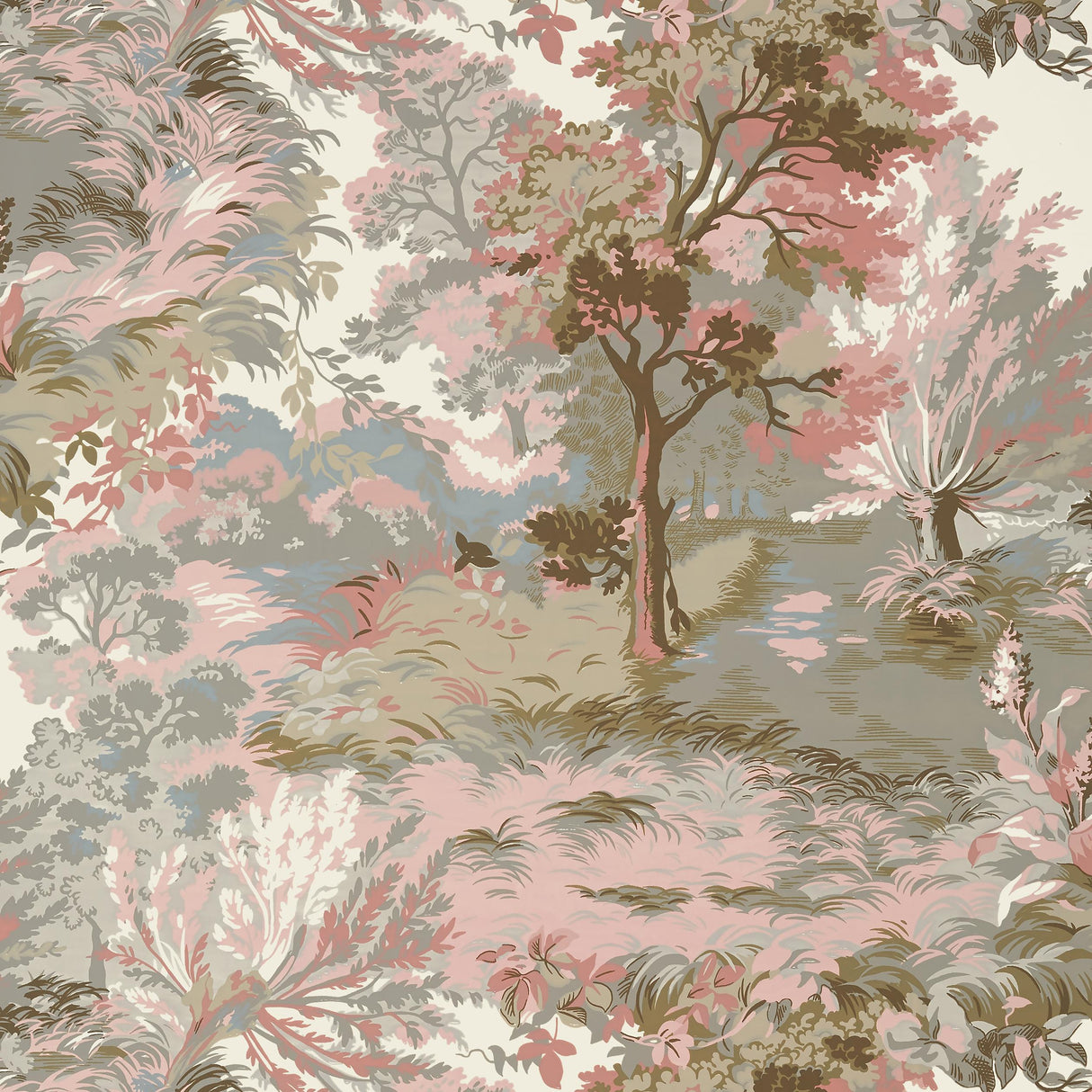 Thibaut Lincoln Toile Blush Wallpaper