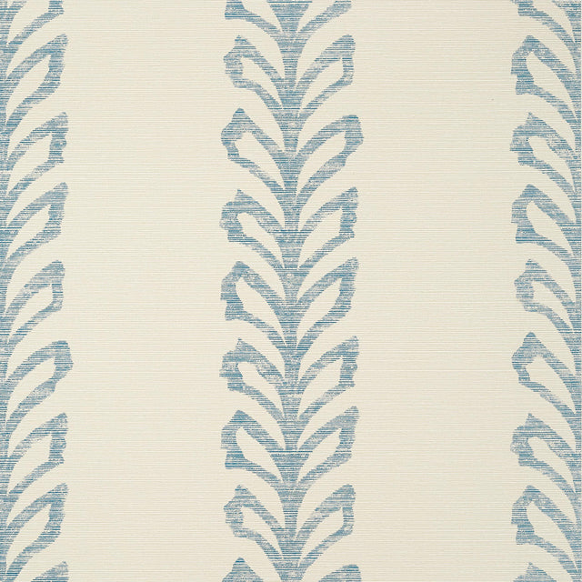 Thibaut Evia Blue And Off White Wallpaper