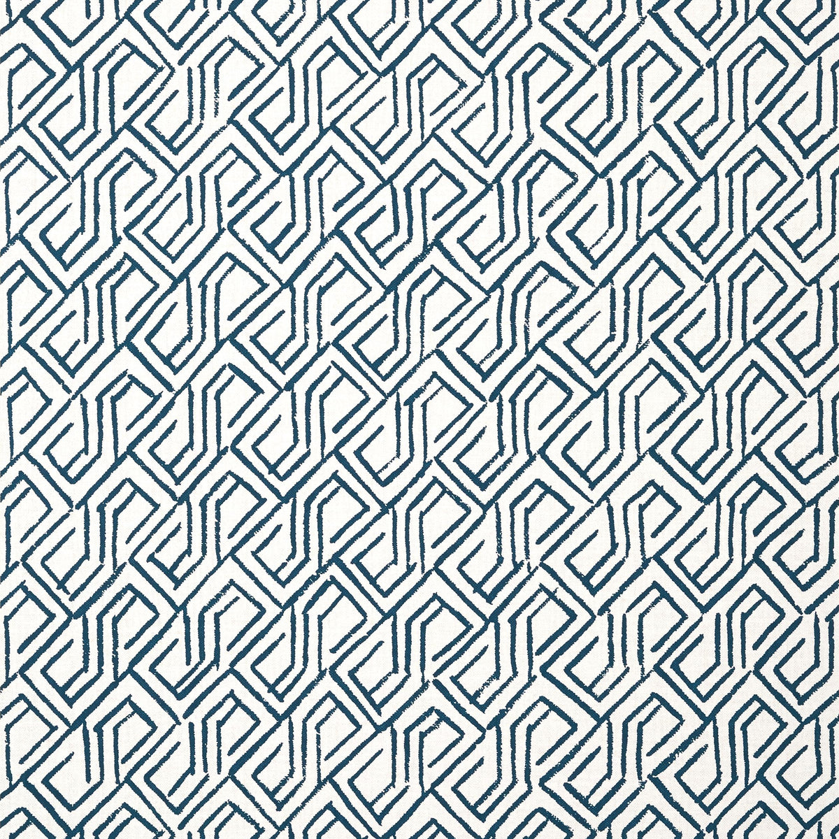 Thibaut Tortona Navy And White Wallpaper