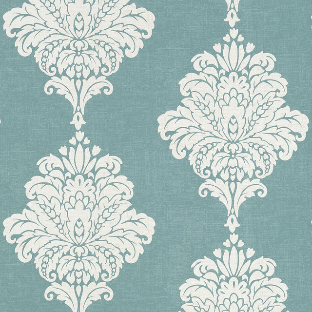 Thibaut Arturo Damask Turquoise Wallpaper