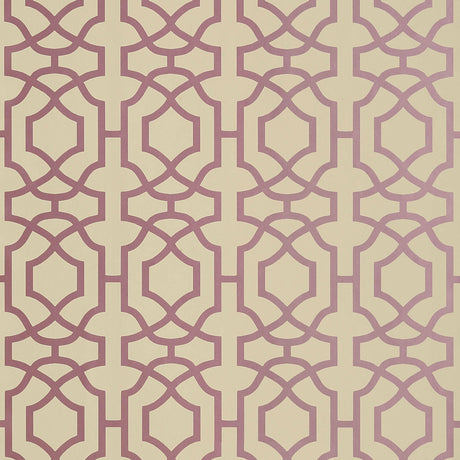 Thibaut Alston Trellis Metallic Plum On Beige Wallpaper
