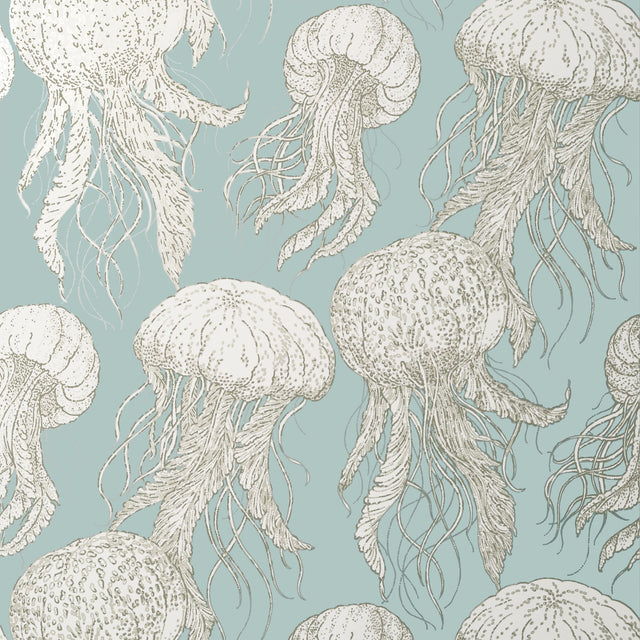 Thibaut Jelly Fish Bloom Aqua Wallpaper