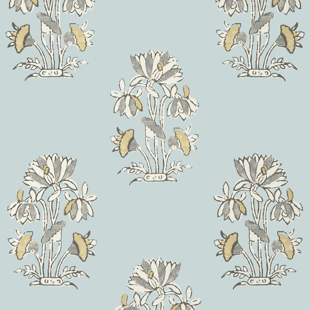 Thibaut Lily Flower Spa Blue Wallpaper