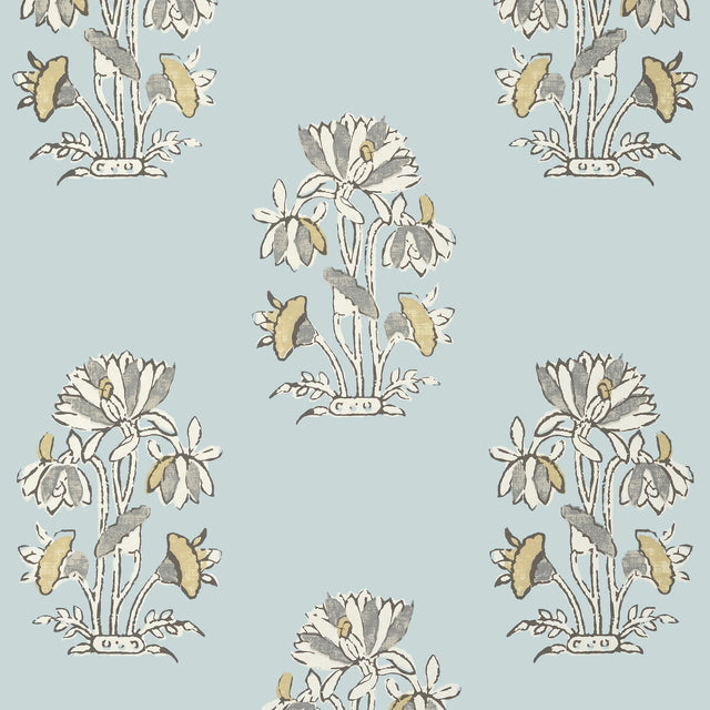 Thibaut Lily Flower Spa Blue Wallpaper