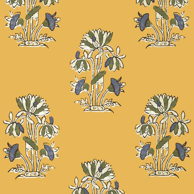 Thibaut Lily Flower Harvest Gold Wallpaper