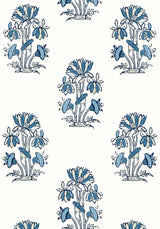 Thibaut LILY FLOWER Blue and White Wallpaper