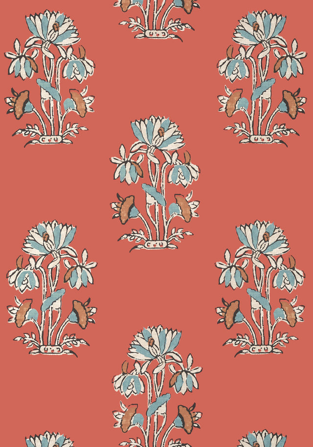 Thibaut LILY FLOWER Coral Wallpaper