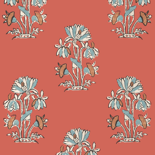 Thibaut Lily Flower Coral Wallpaper