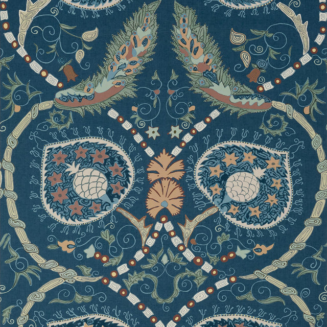 Thibaut Lewis Navy And Teal Wallpaper