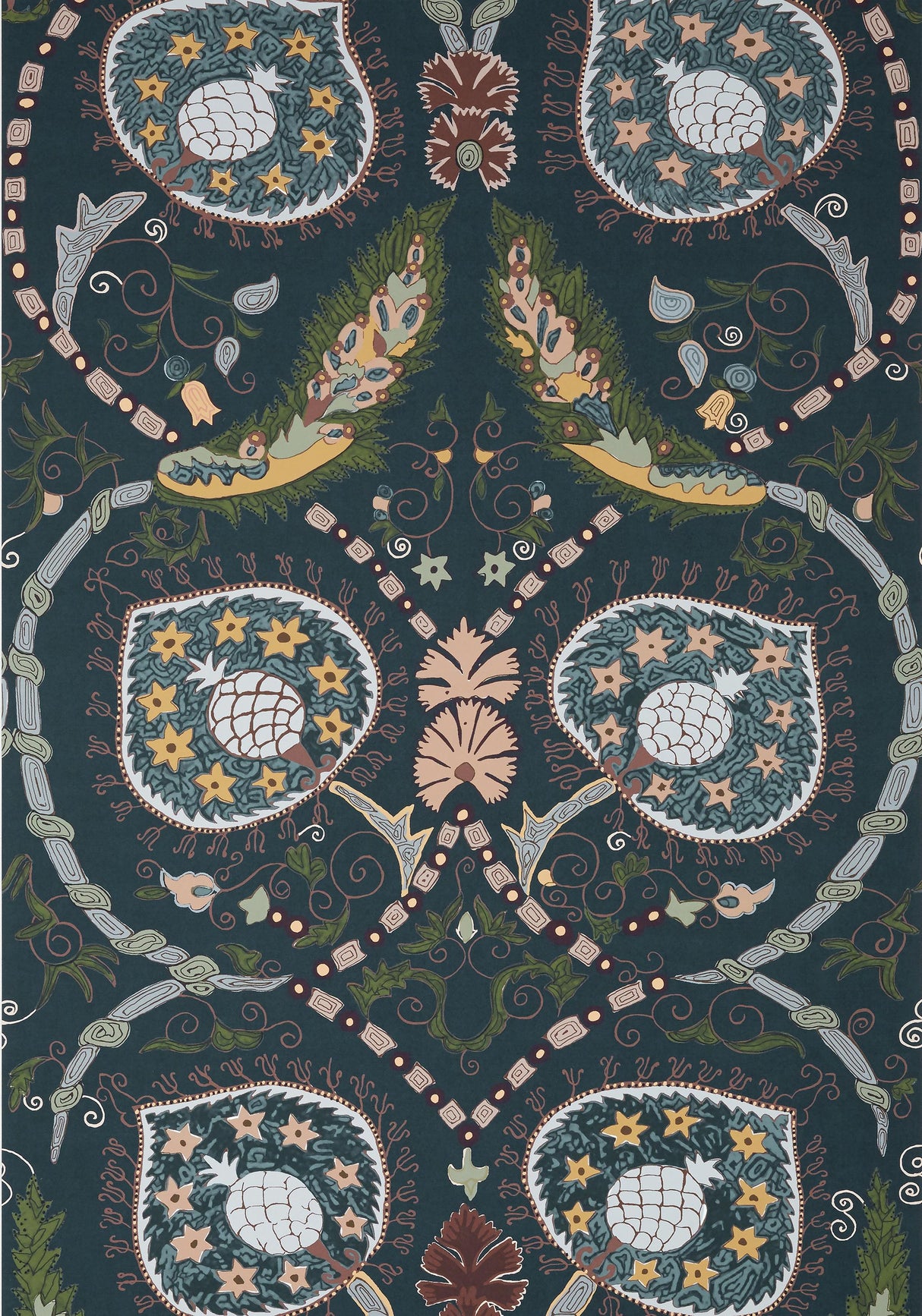 Thibaut LEWIS Charcoal and Bluestone Wallpaper