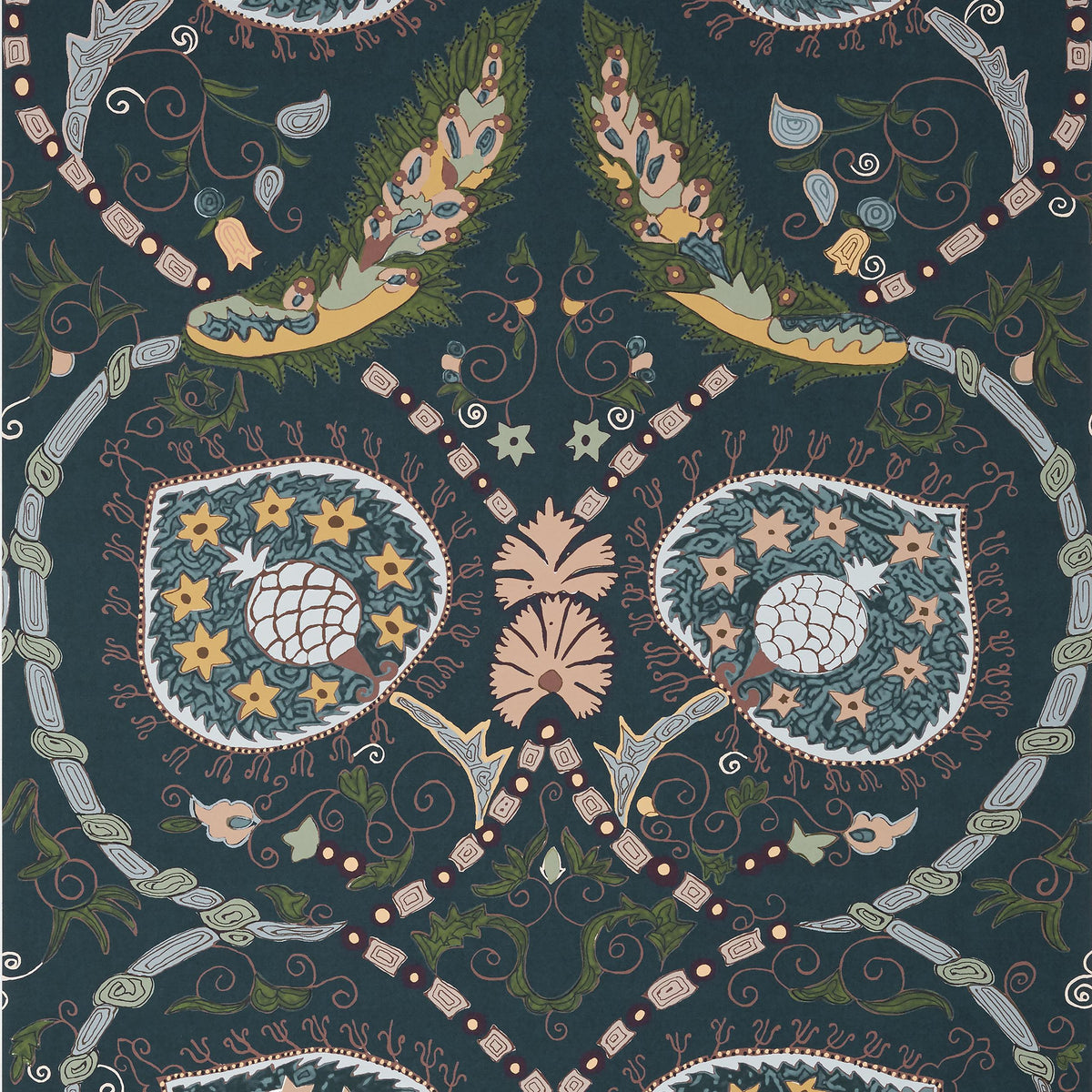 Thibaut Lewis Charcoal And Bluestone Wallpaper