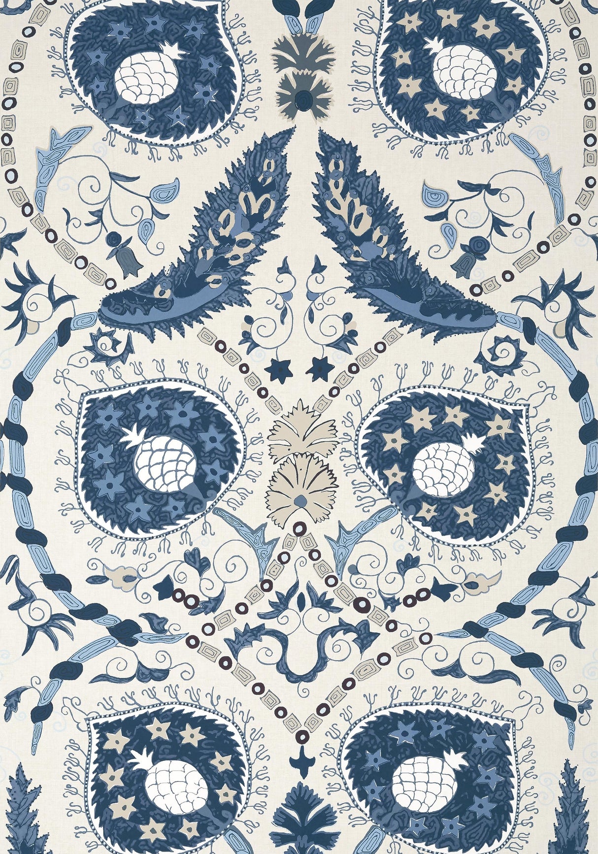 Thibaut LEWIS Blue and Beige Wallpaper