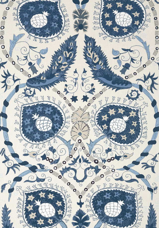 Thibaut LEWIS Blue and Beige Wallpaper