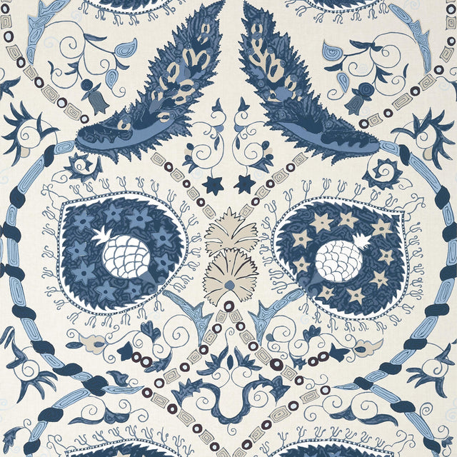 Thibaut Lewis Blue And Beige Wallpaper