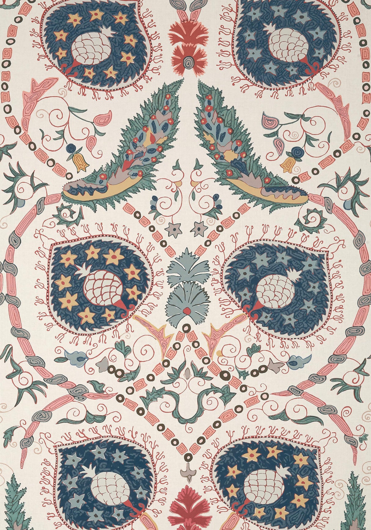 Thibaut LEWIS Coral and Blue Wallpaper