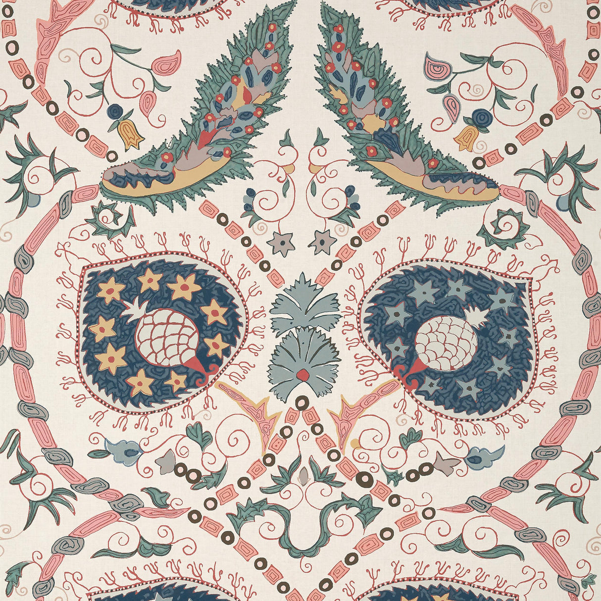 Thibaut Lewis Coral And Blue Wallpaper