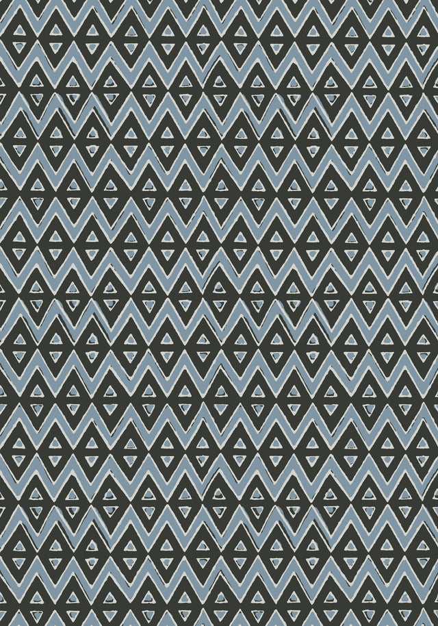 Thibaut TIBURON Black and Mineral Blue Wallpaper