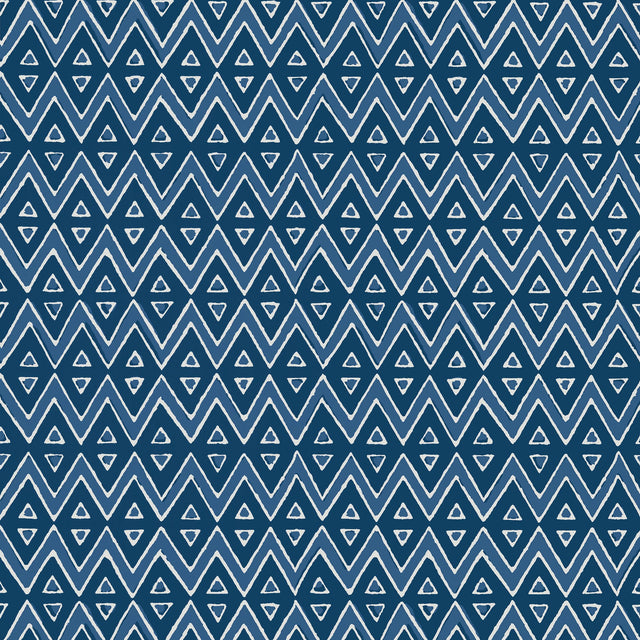 Thibaut Tiburon Navy Wallpaper