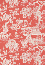Thibaut JAPANESE GARDEN Coral Wallpaper