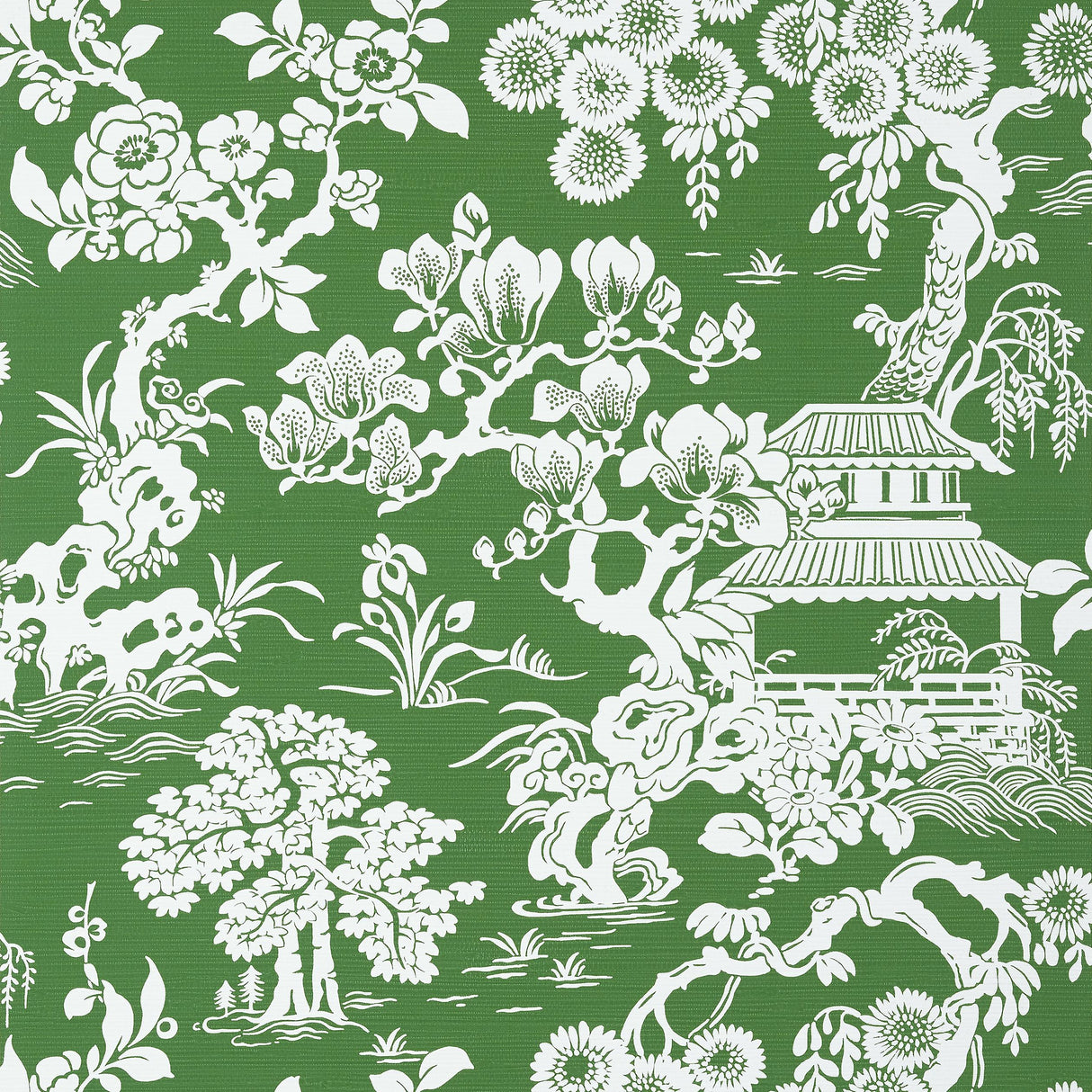 Thibaut Japanese Garden Emerald Wallpaper