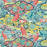 Thibaut Heron Stream Coral And Aqua Wallpaper