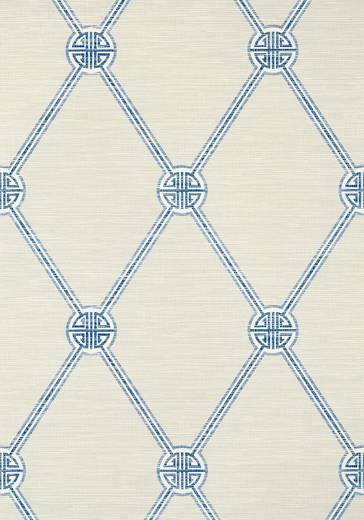 Thibaut TURNBERRY TRELLIS Beige and Blue Wallpaper