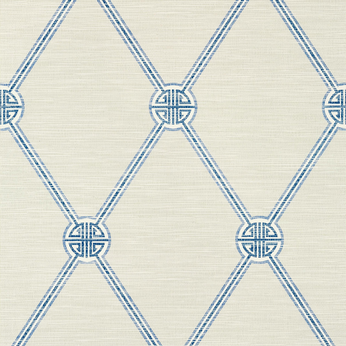 Thibaut Turnberry Trellis Beige And Blue Wallpaper