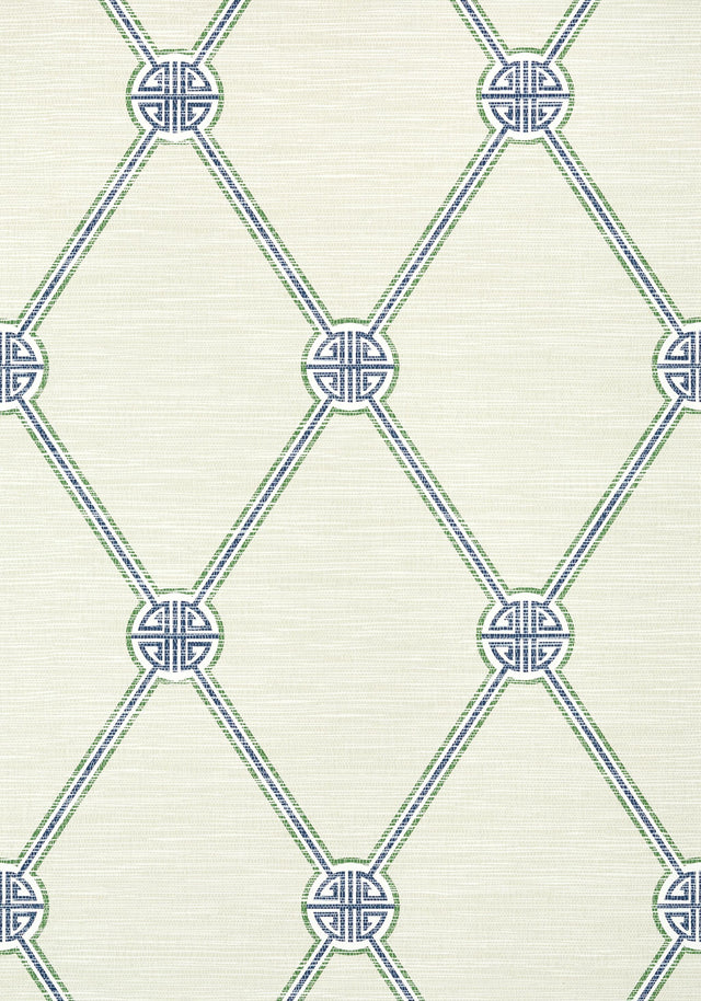 Thibaut TURNBERRY TRELLIS Beige and Green Wallpaper