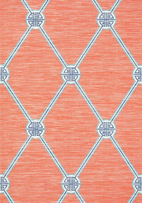Thibaut TURNBERRY TRELLIS Coral Wallpaper
